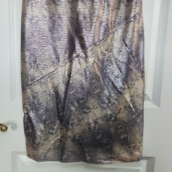 Muse Gold Silver Purple Sequin Bodycon Mini Cocktail Dress Size 6 - Picture 7 of 14